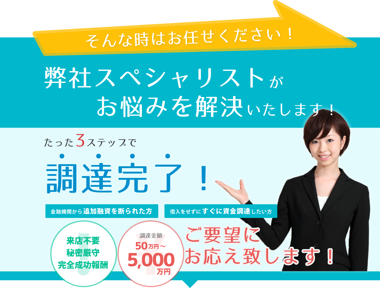 そんな時はお任せください!弊社スペシャリストがお悩みを解決いたします!たった3ステップで調達完了!